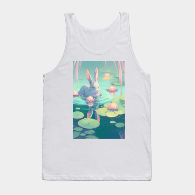 Water Rabbit Enjoying Lotus Pond Tank Top by immortalpeaches